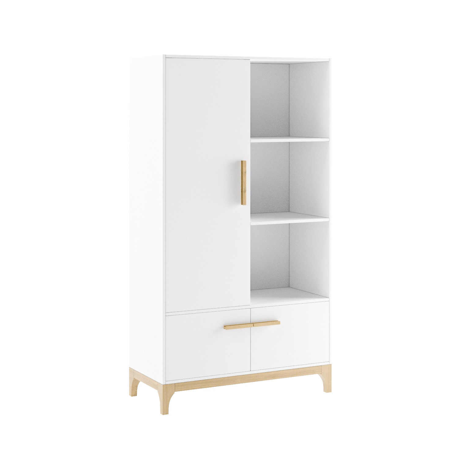 Read more about Nursery wardrobe with shelves in white and wood rue